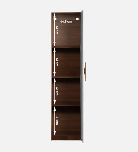 Image of Mintwud Pepperfry Engineered Wood Wardrobe with 1 Doors Storage | Wooden Almirah Cupboard for Clothes Storage Organizer for Living Room Home Bedroom Furniture (Teak and White Finish)