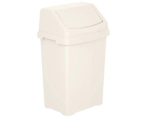 M1SS 8L Litre Plastic Swing Bin Waste Recycle Dustbins Kitchen, Bathroom Rubbish Trash Refused Bins (Soft Cream)