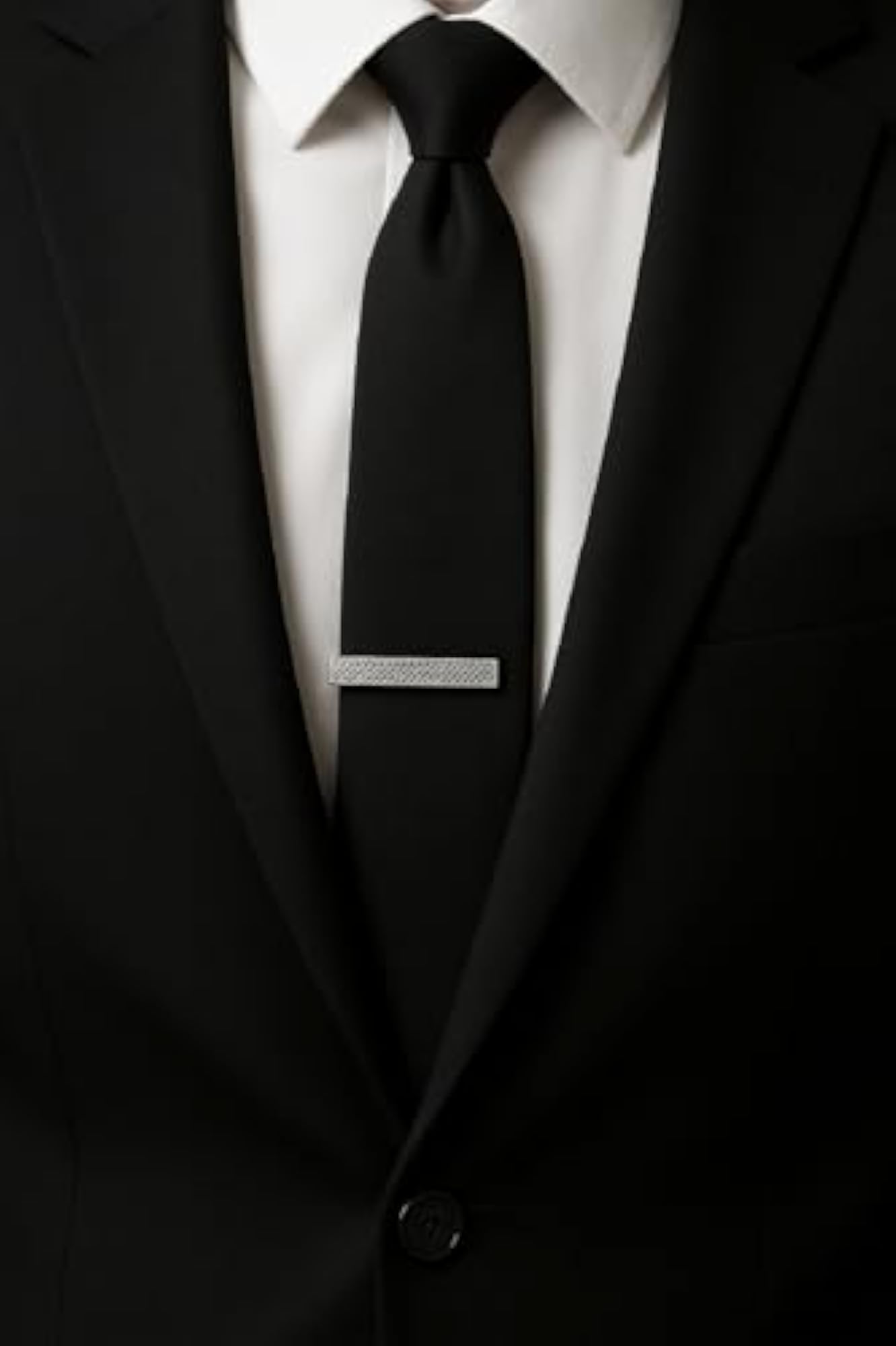 Textured Silver Tie Pin for Men, Classic Stainless Steel