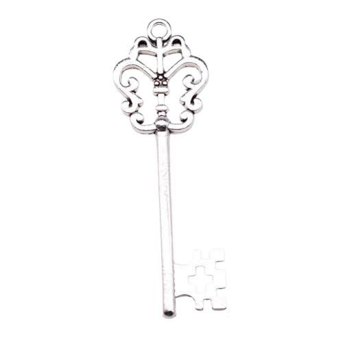 WYSIWYG 5pcs 57x18mm Key Charms Antique Silver Color Zinc Alloy