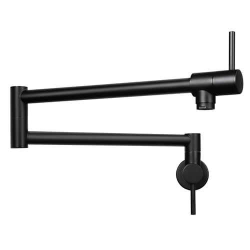 KES Pot Filler Black, Pot Filler Faucet Wall Mount with Heat-Resistant Cartridge, Kitchen Sink Pot Filler Faucets with Double Joints Swing Arm Wall Mount, Stainless Steel No Lead, KN926S24-BK by KES - Image 8