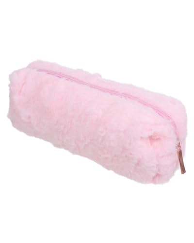 KGDUYC Estuche de Lápices de Felpa Suave y Esponjoso para Niñas - Diseño Peludo Lindo para Oficina y Escuela - Rosa Oscuro