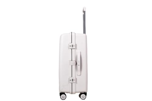 Image of Tokyo Premium Trolley Luggage, Medium-White | Medium, Zipperless trolley bag, TSA Lock, White