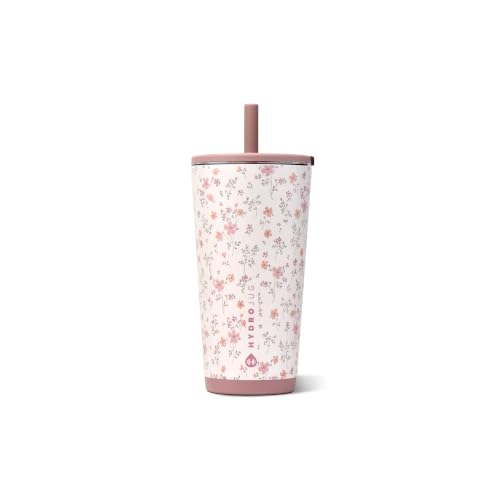 HydroJug Everyday Tumbler 20 oz, Ceramic-Lined Straw Cup, Magnolia