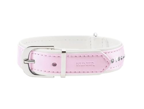 HUNTER MODERN ART LUXUS Hundehalsband, Kunstleder, Strasssteinchen, 42 (S), rosa/weiß