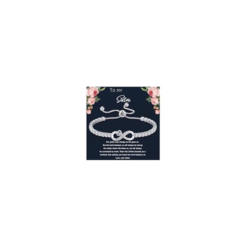 Btysun Sister Birthday Gifts, Big Sister Gift Infinity Bracelets for Women Teen Stocking Stuffers Graduation Gifts for Sisters Adjustable Tennis Bracelet Birthday Christmas Jewelry