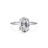 Anillos de oro blanco para mujer, anillos de compromiso simples solitarios de 4 garras ovaladas, moissanita de 4,5 quilates, banda de oro blanco de 9 quilates, U 1/2, Oro blanco de 14 quilates
