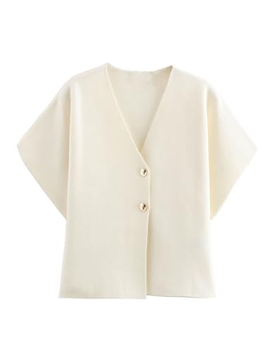 Zontroldy Women's Lightweight Short Sleeve Button-Down Cardigan Sweater V Neck Knit Outerwear