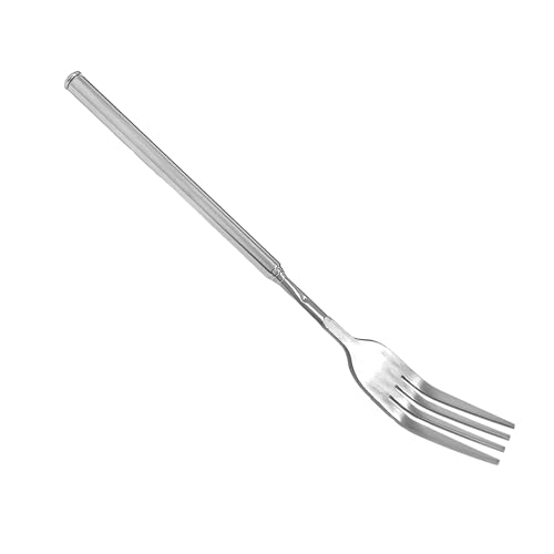 1 tenedor telescópico para barbacoa de acero inoxidable, tenedor de barbacoa retráctil multifuncional, tenedor de cocina y juego de cucharas, tenedor retráctil de 8,7 a 25,43 pulgadas, adecuado para