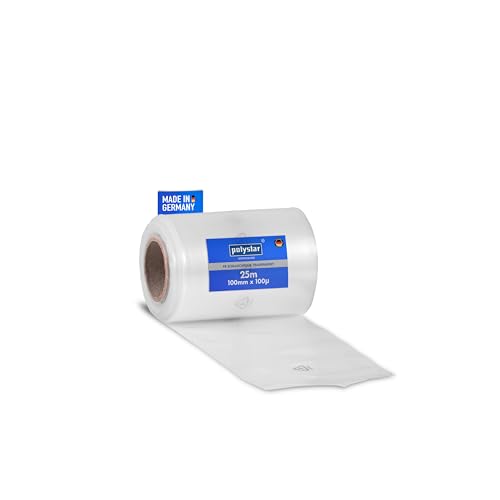 Polystar LDPE Schlauchfolie - Polyethylen-Schlauchfolie in Kleinrollen á 25m - 100 x 0 1 mm (ca. 60 mm Durchmesser)