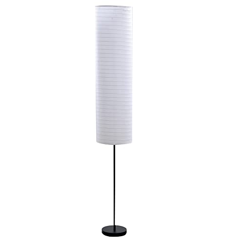 Catalina 21438-000 Modern 2-Light Zen Stick Floor Lamp with Rice Paper Shade, 70", Black