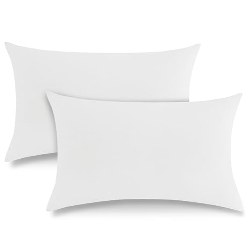 ATsense Doppelte Muslin Kissenbezug 40 x 80 Baumwolle, Flaches Leinenartiges Aussehen Kissenbezüge 2er ÖKO-TEX, Kopfkissenbezug Weiß mit Reißverschluss