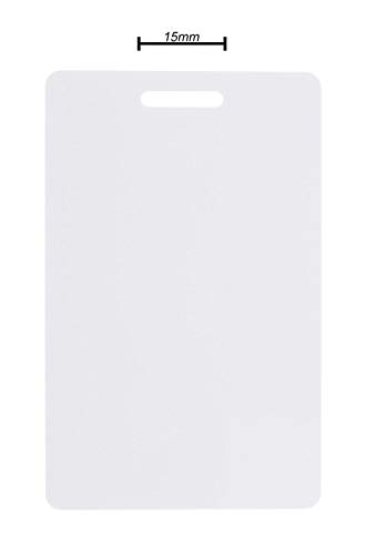 100 x Białe Karty Plastikowe Karteo® Pionowe z Otworem Podłużnym – Karty PVC 86 x 54 mm do Smyczy Klipsów Badge i Kontroli Dostępu