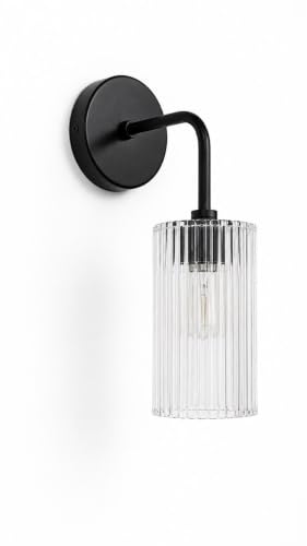 Image of Antique Modern Single Black Wall Light with Crystal Acrylic Shade Hanging Sconce Lamps Design for Bedroom Living Room Bathroom Bedside Vanity Hall Home Decor Hotel Bar