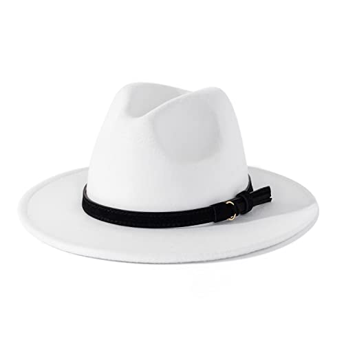 Image of Lisianthus Men & Women Vintage Wide Brim Fedora Hat | Classic Belt Buckle Decor, Adjustable Drawstring, Inner Breathable Sweatband, Timeless Style, Ideal for Travel & Daily