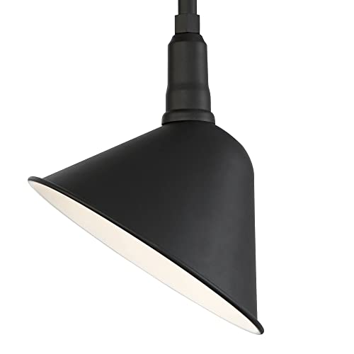 Image of Franklin Iron Works Neihart Industrial Barn Wall Light Sconce Black Hardwired 10 1 /2 inch Fixture Curving Gooseneck Metal Arm for Bedroom Bathroom Vanity Reading Living Room Hallway House Home Decor