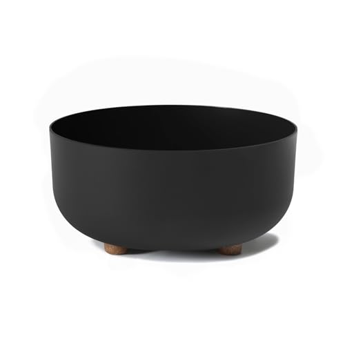 LAMELA Pot de Fleurs Rond sur Pieds - Plastique Robuste - Ø 30 cm x H 14,4 cm, 7,7 L - Résistant et Facile d'entretien - Intérieur et Extérieur - Noir