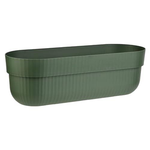 Engelland - 1 x Blumenkasten, Blumentopf, Farbe: Moos-Grün, Pflanzkasten mit Wasserspeicher/Drainagesystem und Abstandshalter, 50 cm, PP-Kunststoff, Balkonkasten, länglich, formstabil