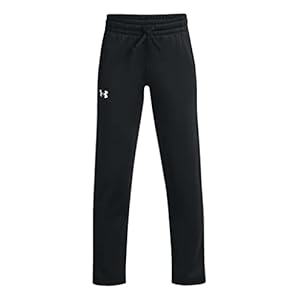 Under Armour Boys’ Armour Fleece Pants (Small, Black/White)