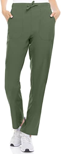 Hey Collection Scrubs 4-Way Stretch Flare Medical Scrub Pants with Four Pockets,Olive,Size Large
