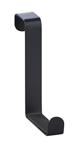 WENKO Crochet de porte noir set de 4 - Tringle de porte 4 crochets, Acier, 7.6 x 1.2 x 6 cm, Noir