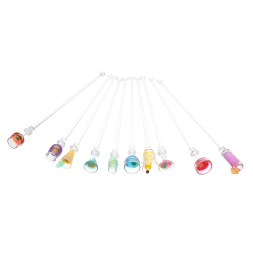 Ciieeo 10Pcs Colorful Stirring Sticks Drink Muddler Mixed Styles for Cocktails Fruit Juices and Beverages for Bars and Parties