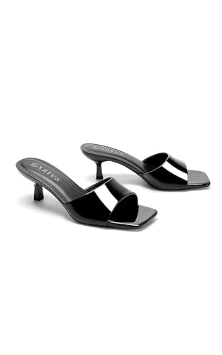 XHYUS Women's Slip On Square Toe 2.3inch Kitten Heel Wedding Mule Sandals - image 6
