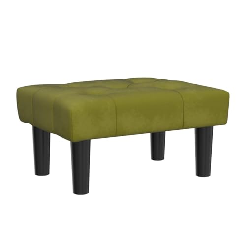 Image of HOUCHICS Small Footstool Ottoman,Velvet Soft Footrest Ottoman with Wood Legs,Sofa Footrest Extra Seating for Living Room Entryway Office(Green 2PACK)