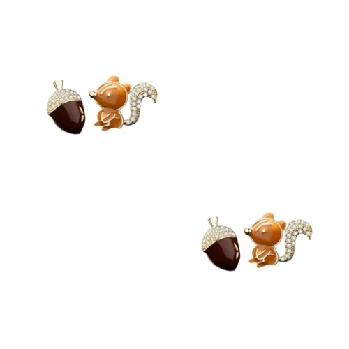 BESPORTBLE 2 Paires Boucles Oreilles Asymétriques Écureuil et Créatives et Durables Cadeau Femme Fille pour Mariage Fête et Quotidien