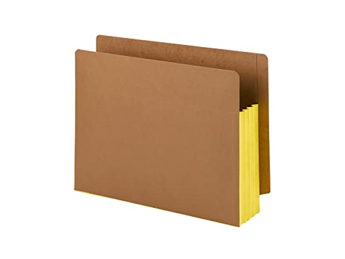 Smead End Tab Pocket, Reinforced Straight-Cut Tab, 3-1/2" Expansion, Extra Wide Letter Size, Redrope With Yellow Gusset, 10 Per Box (73688) #TOP1