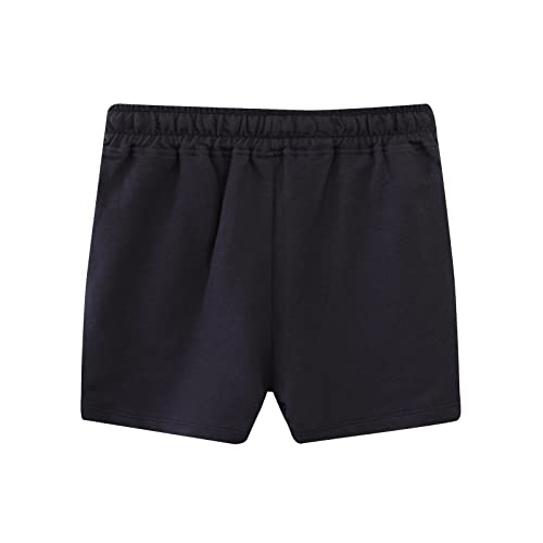 HILEELANG Toddler Unisex Boy Girl Sweat Shorts Summer Cotton Adjust Knit Navy Blue Red Active Bike Short 2PC Sets 2T3