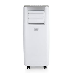 BLACK+DECKER BXAC40005GB Portable 7000 BTU 3-in-1 Air Conditioner, Dehumidifier and Cooling Fan, LED Display, 2 Speed Settings, 24 Hour Timer, Remote Control, 7,000 BTU, White
