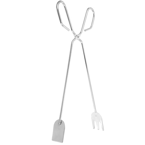 BEBEMOKO Pinzas para Carbón de Hierro de 31 Cm, Pinzas Alargadas para Chimenea y Barbacoa Mango Grueso, Herramienta para Fogatas, Camping y Cocina al Aire Libre
