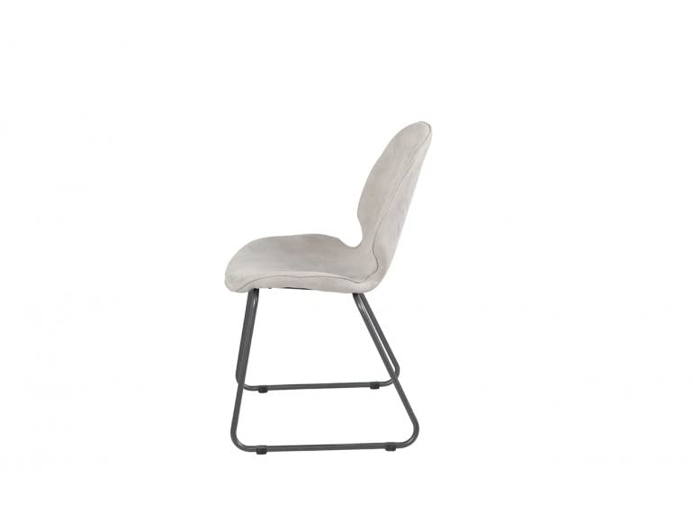 Belhome Chaise en suédine avec piétement Luge Gris - 4 Coloris - Luge - Gris
