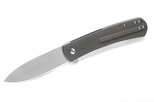 Drop + Laconico Keen Spear-Point Titanium Frame Lock Folding Knife (Lh, Gray) #TOP1