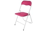 HERSIG - Silla Plegable | Silla Metalica Plegable - Color Blanco y Rosa