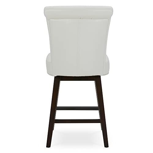 Chita Modern 26" Counter Height Swivel Barstool Set Of 2, Comfortable Faux Leather Swivel Stool, Pure White #TOP3