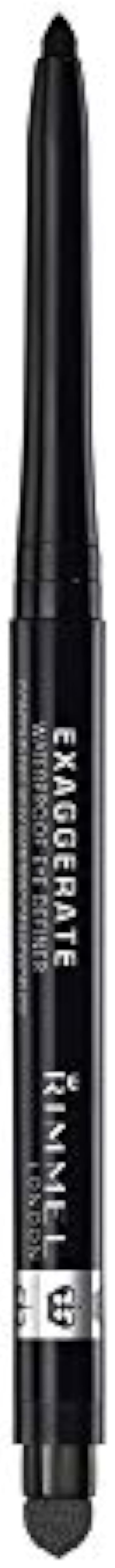 Rimmel Exaggerate Eye Definer, Blackest Black, 1 Count, Waterproof Long Lasting Easy Twist Up Self-Sharpening Eye Color Pencil