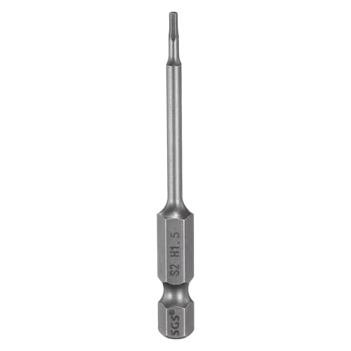 QUARKZMAN Llave de Vaso Hexagonal de Cabeza Hexagonal H1.5 de 1.5 Mm, Punta Plana Métrica de 1/4' Hexagonal de 65 Mm (2.56') de Largo Destornillador Magnético Industrial de Puntas