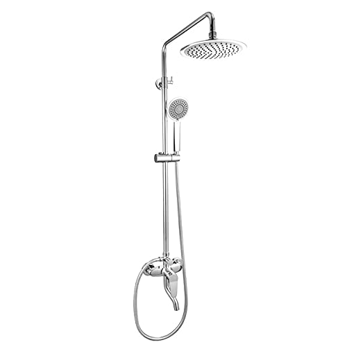 Système de douche avec remplissage de baignoire et pommeau effet de pluie chromé