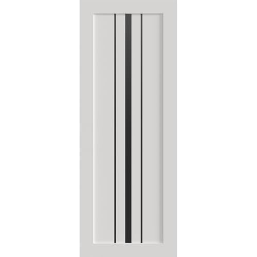 Image of Sartodoors Interior Door 3094 Slab White with Black Opaque Glass Solid MDF Modern Design 36 x 84 in