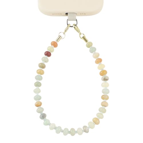 weryerker Natural Gemstone Beaded Phone Charm Lanyard Wrist Strap, Handmade Cell phone Chain Lanyard(Amazonite)