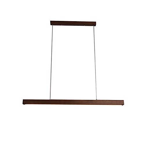 Lustre LED en noyer pour éclairer une table, longue suspension bois minimaliste 100cm