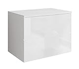 Nachttisch Lina Hängeschrank mit Schubladen Push to Open System und LED Beleuchtung Weiß Hochglanz HG Schlafzimmer Schlafzimmerkommode Nachtschrank (Weiß/Weiß Hochglanz)