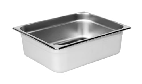 Soro Essentials- Half Size 4\" Deep Stainless Steel Anti-Jamming Steam Table Pan 24 Gauge- Chafer Food Pan Stackable Anti-Jam Steam Pan for Hotel Restaurant Supplies Party Buffet Event Catering