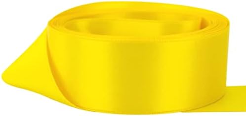 Double Sided Satin Ribbon Size 20mm x 10 Meters, Many Colours, Wedding Favours Decorative Easter Christmas (Yellow)
