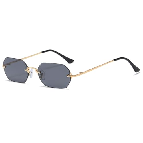 Lunettes de soleil punk UV400 avec monture métallique fine pour visages étroits