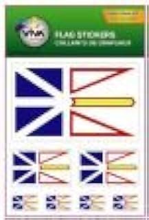 NEWFOUNDLAND NFLD PROVINCIAL FLAG COLLECTION OF 7 DIFFERENT SIZE DECAL STICKERS ... CANADIAN PROVINCE .. NEW IN PACKAGE