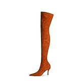 ★ Método de cierre: SLEVE Botas Mosqueteras Mujer,El Estilete De Tacón Alto Del Muslo Sexy, Botas De Elasticidad De La Moda Adecuadas Para La Mascarada, Fiesta, Bar,Camel,37EU
