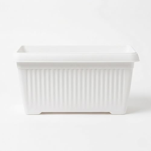 Image of Bello Rectangle 30cm White Plastic Planter | Rectangular Flower Pot for Home & Garden (Pack of 3)